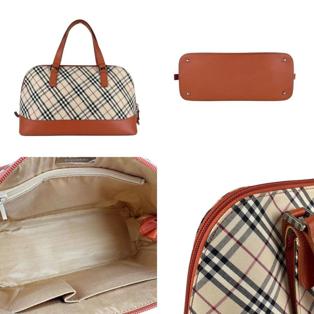 Burberry Handbag Canvas Leather Beige Orange Silver Women's Z6566 - Picture 3 of 5